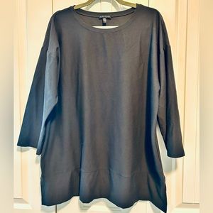 Eileen Fisher Lrg Charcoal 3/4-sleeved long t-shirt/tunic